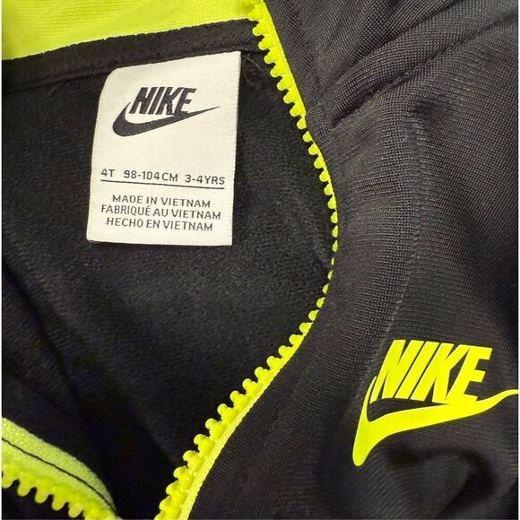 Nike Boys Track Jacket Sz. 4T Full Zip Black/Neon Green - Picture 6 of 7